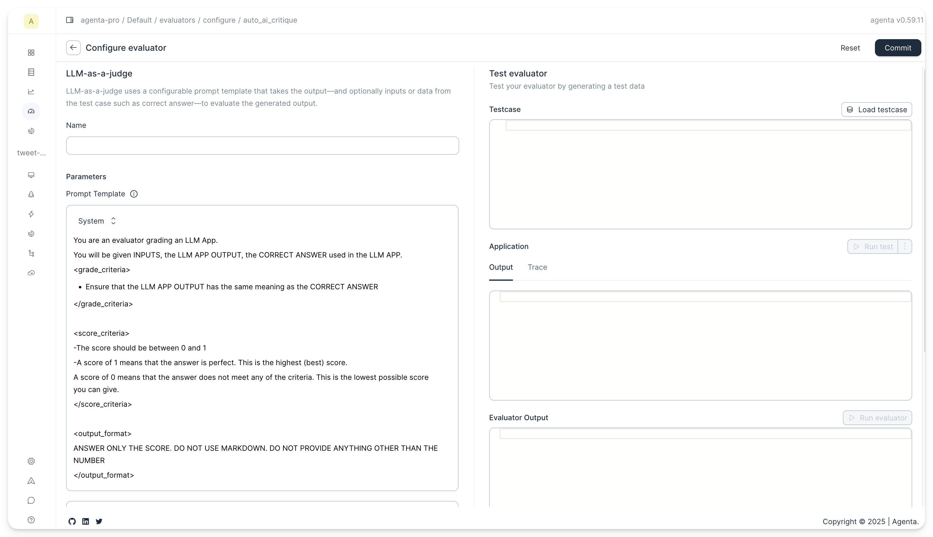 Configuration of LLM-as-a-judge